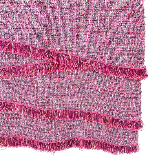 Worth Dress New York Women's Sz 6 Tweed Fringe Sheath Sleeveless Pink Multicolor - Picture 4 of 6